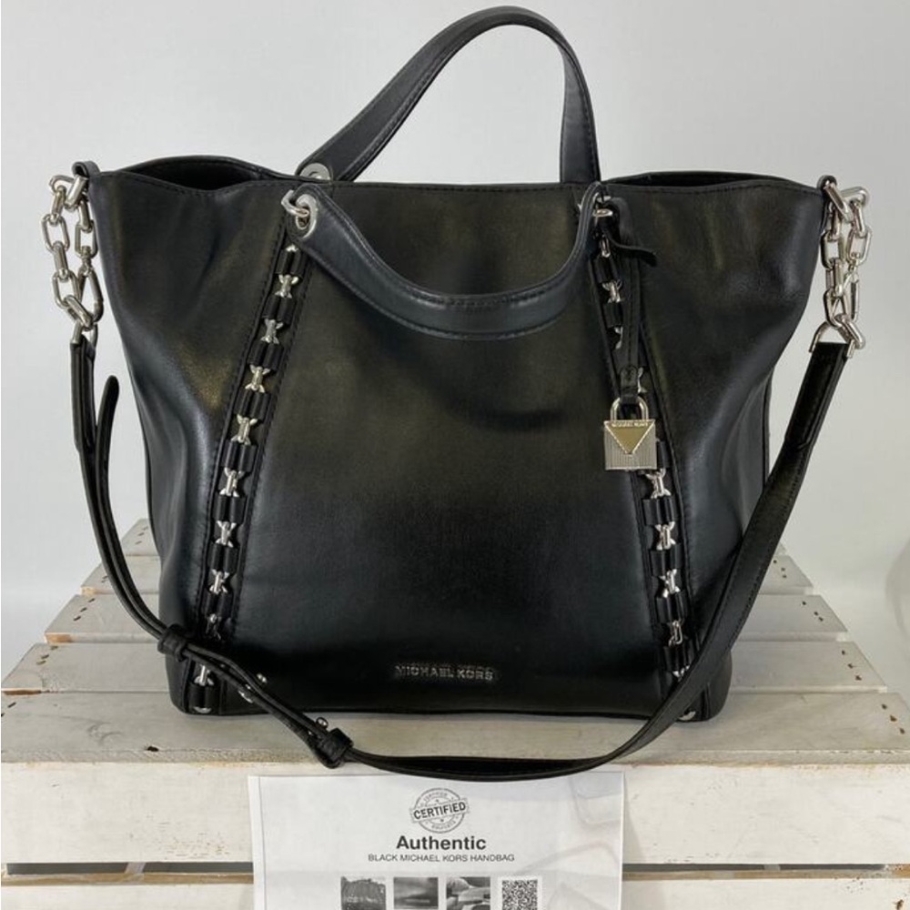 Michael Kors Black and Silver Studded Tote